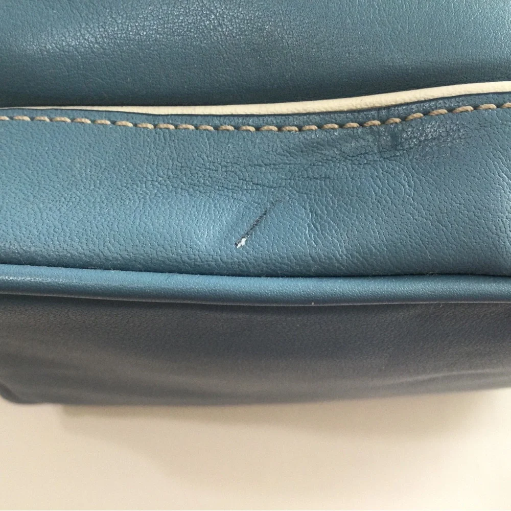 Coach Blue and White Leather Bucket Bag - Picture 12 of 12